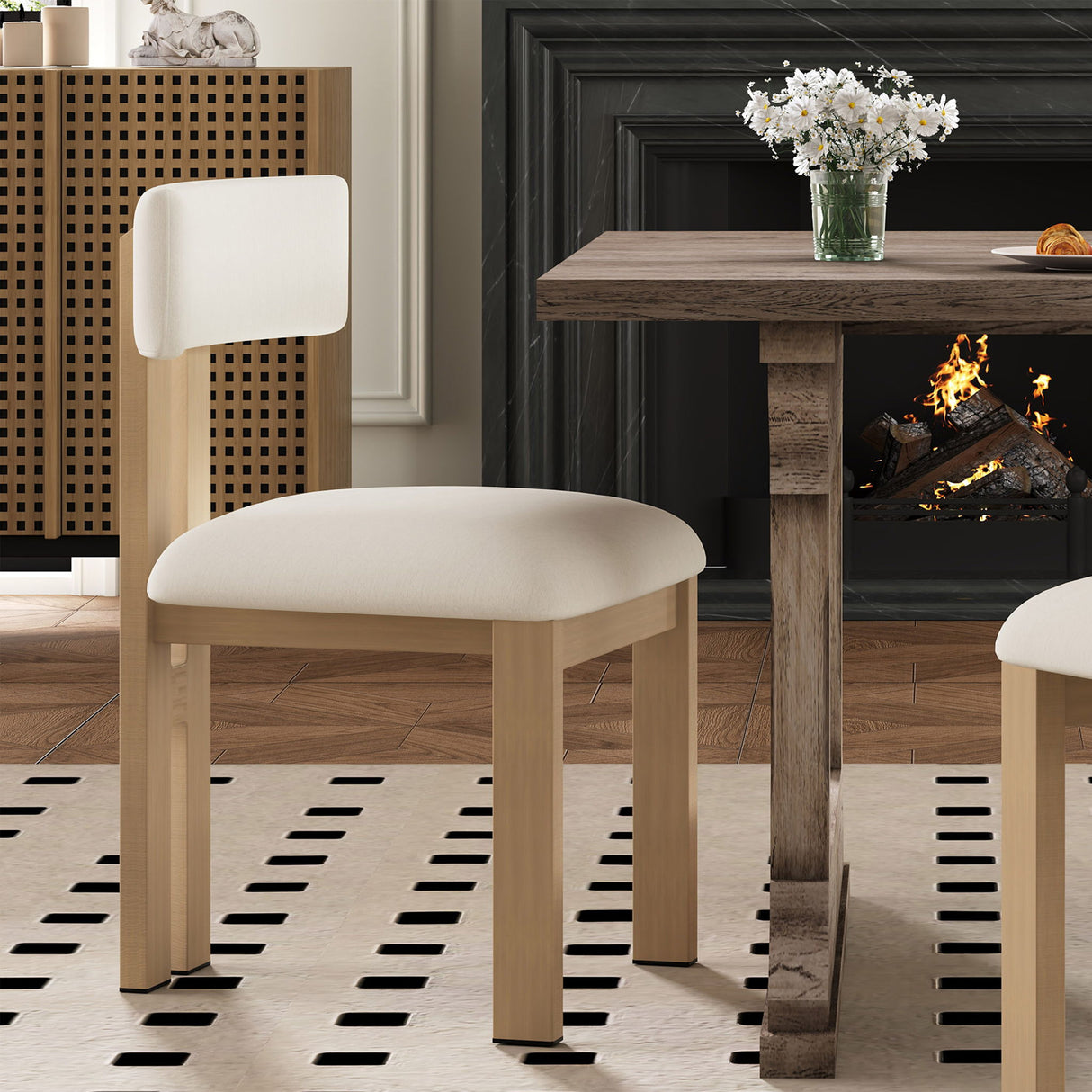 Modern Upholstered Armless Dining Chairs With Metal Legs