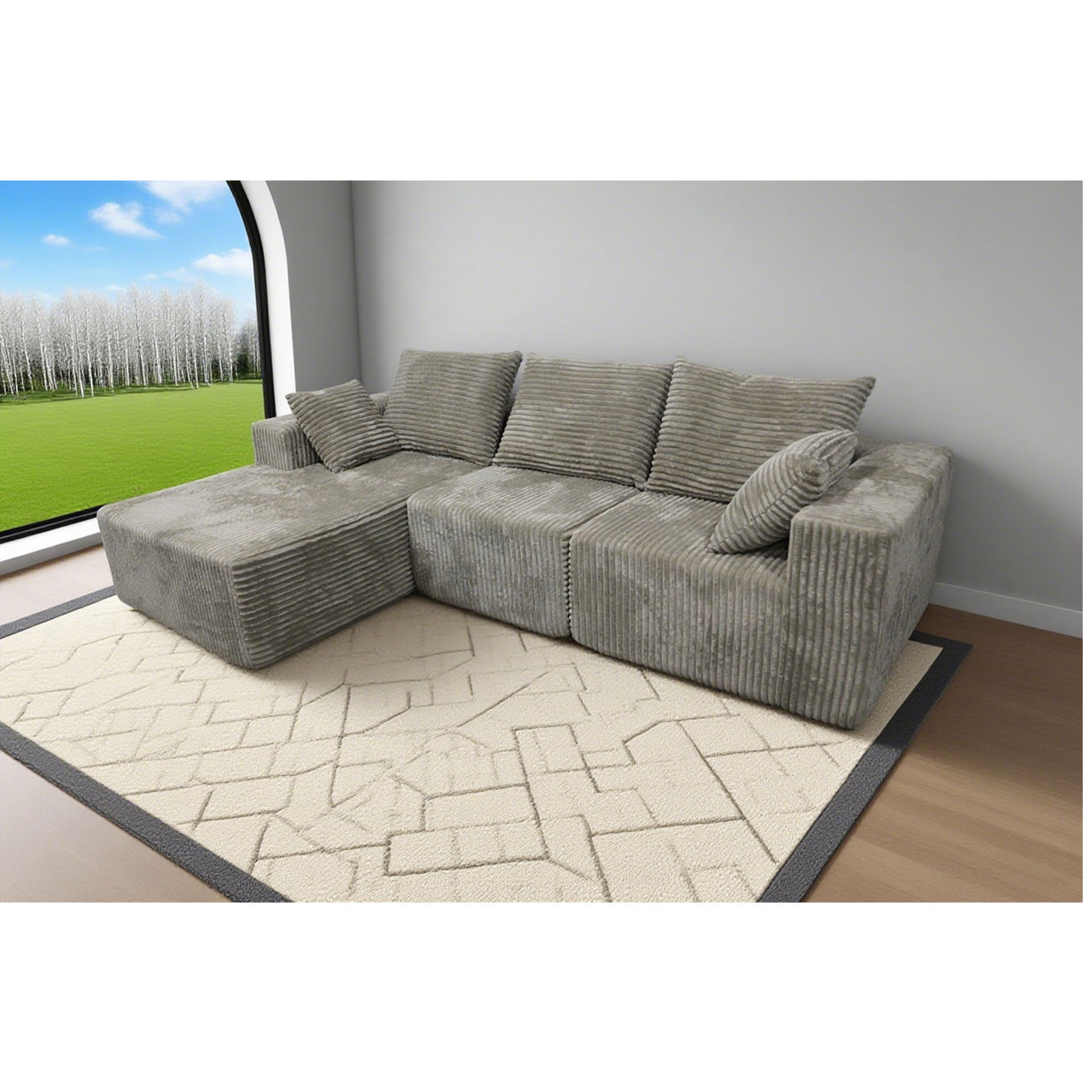 Corner Combination Sofa Sectional Couch With Soft Plush Fabric