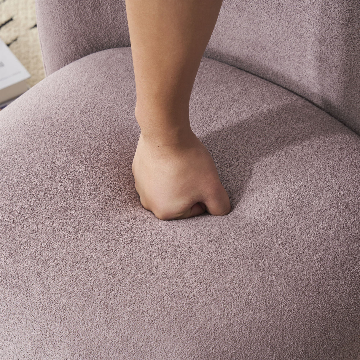 Modern Low Back Accent Upholstered Armless Living Room Chairs, Round Feet