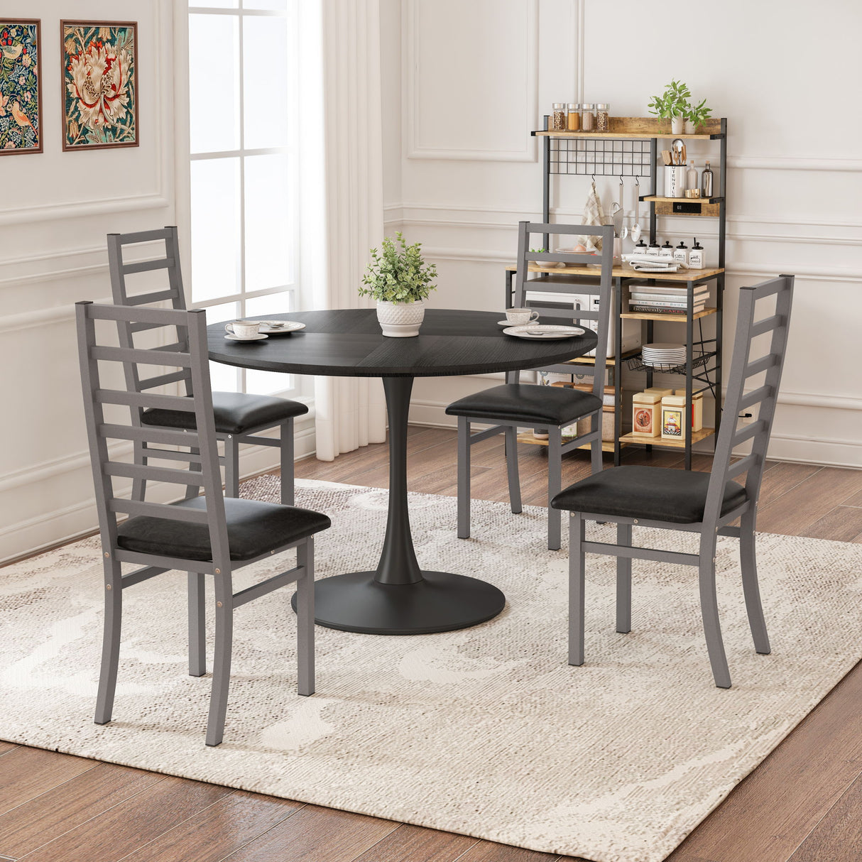 Metal Dining Chairs With Steel Legg, High Back Armless Design