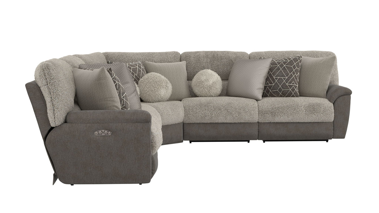 Rendezvous - 5 Piece Modular Sectional With 3 Reclining Seats & Castered Cocktail Ottoman - Umber