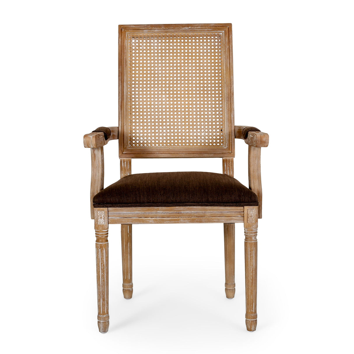 Elegant French Country Style Dining Chair With Cane Backrest