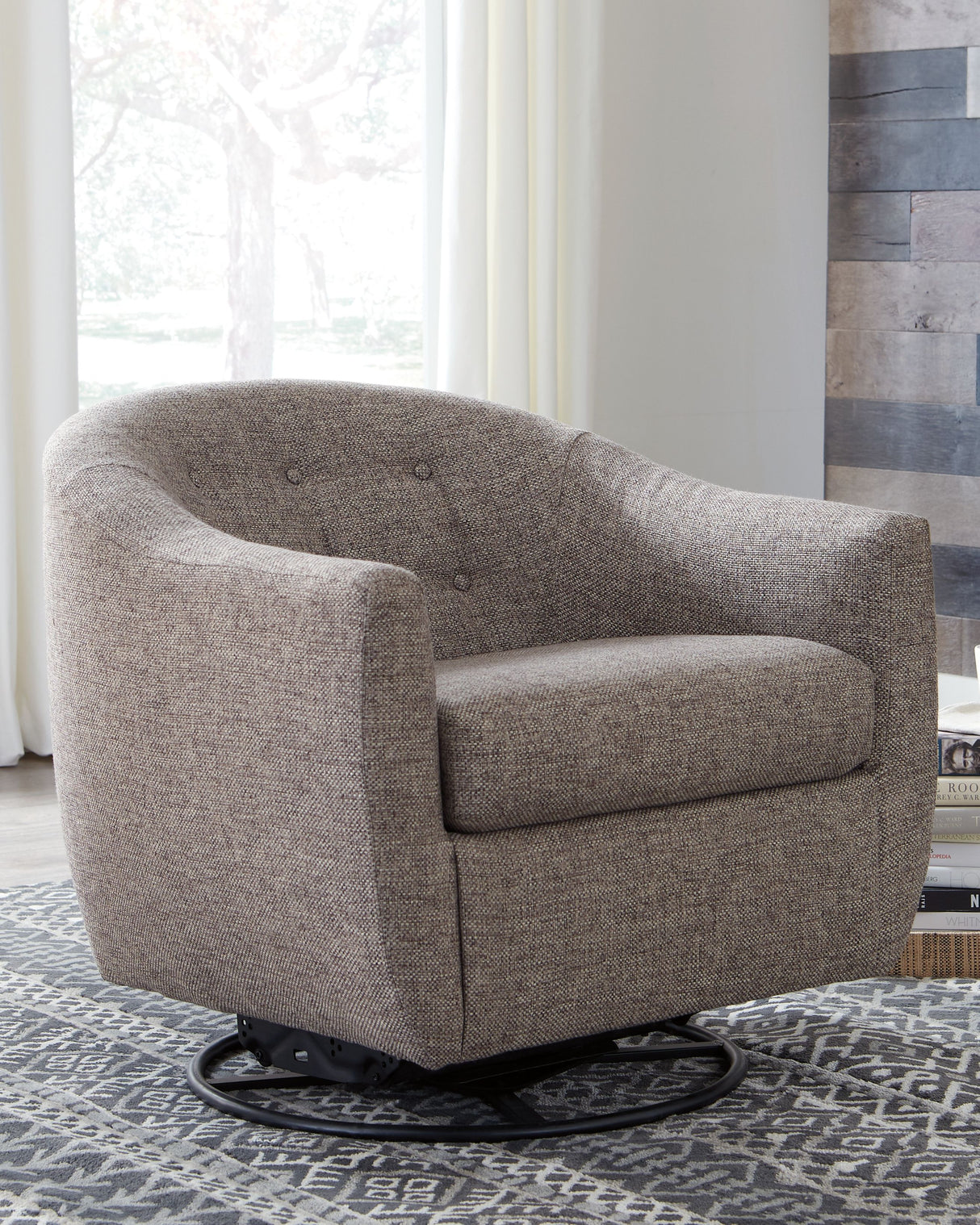 Upshur - Swivel Glider Accent Chair - Taupe