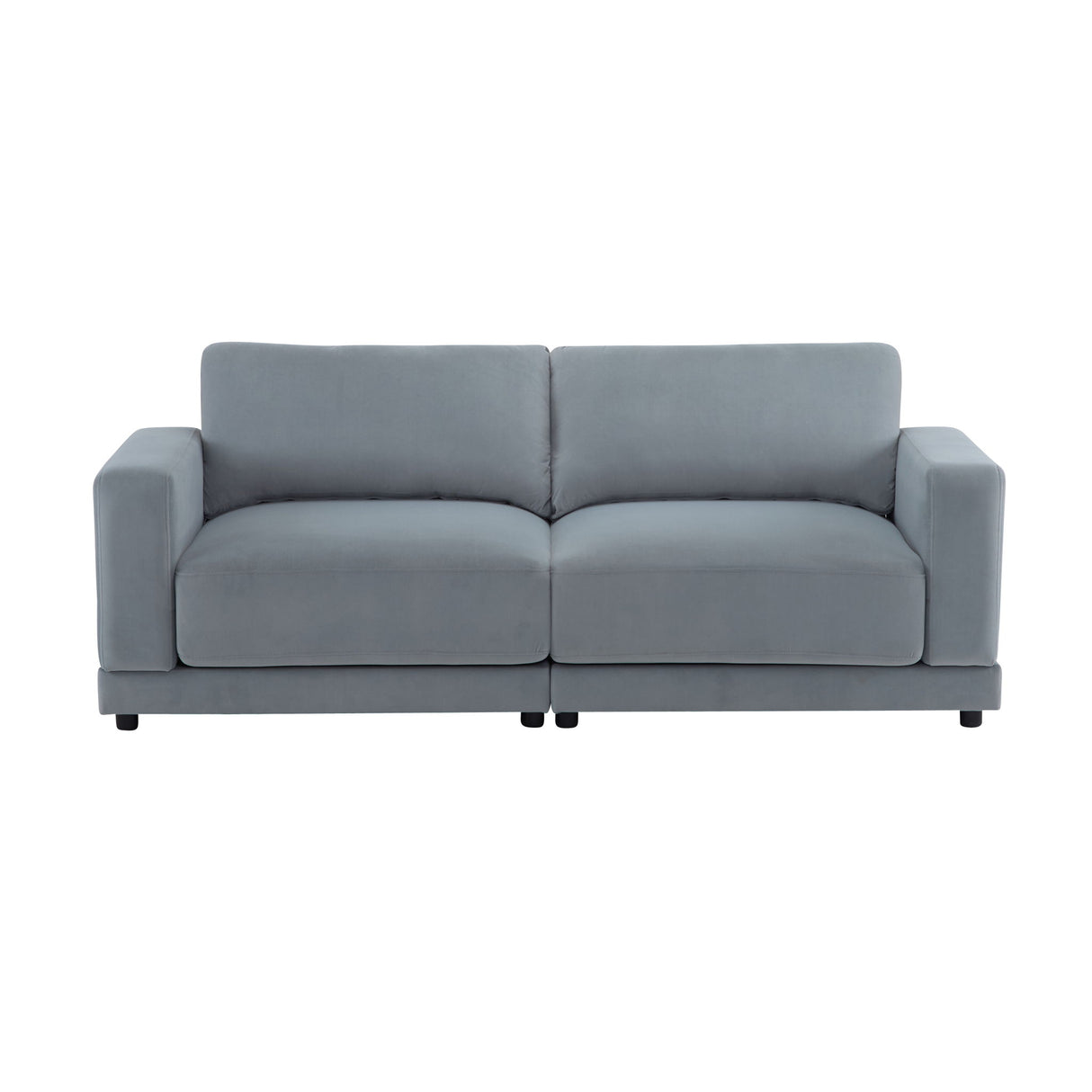 Modern Square Arm Sofa With Soft Fabric Upholstery, Deep Cushions