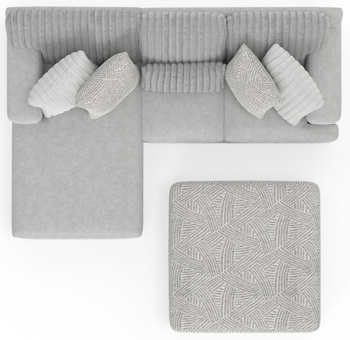 Logan - Upholstered Sectional With Comfort Coil Seating - 46" Cocktail Ottoman And Accent Pillows Included