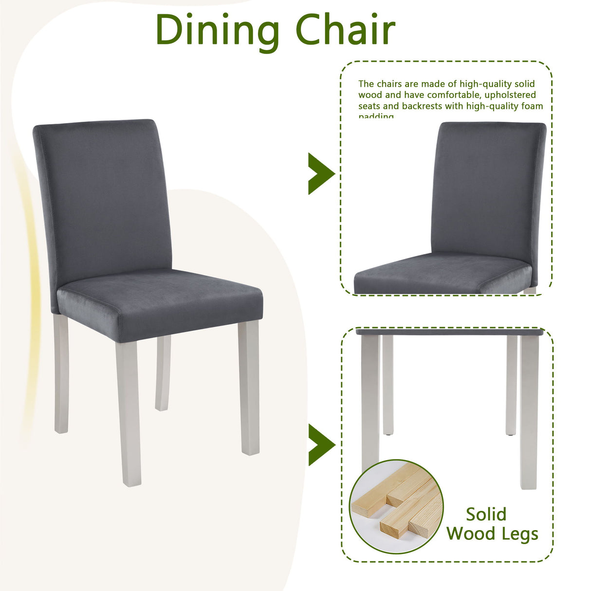 Dining Table Set, Table With A Rectangular Table And Upholstered Chairs