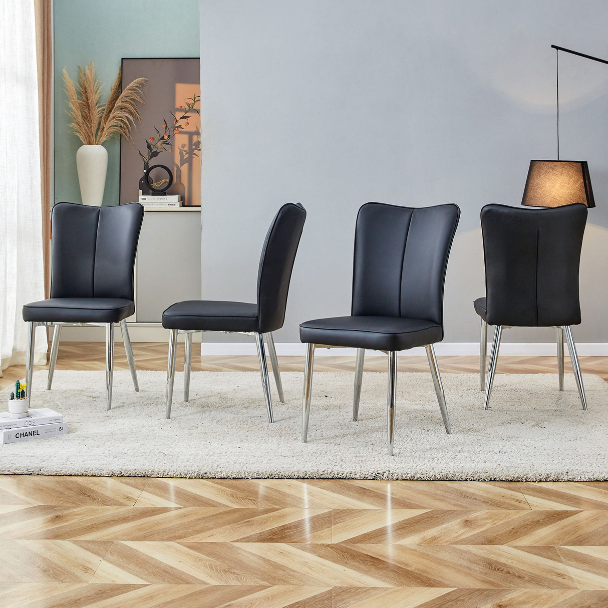 Modern Minimalist Dining Chairs With Metal Legs