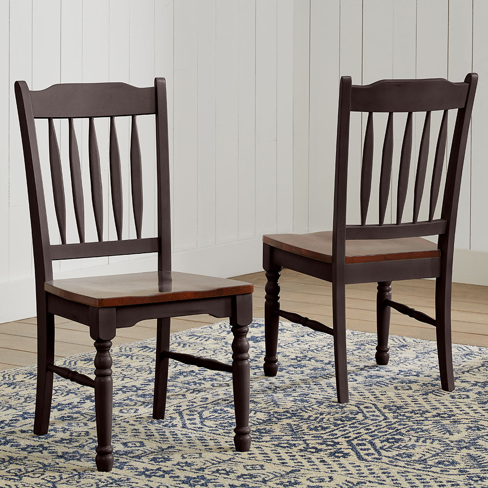 British Isles Dining Slatback Sidechair W/ Wood Seat