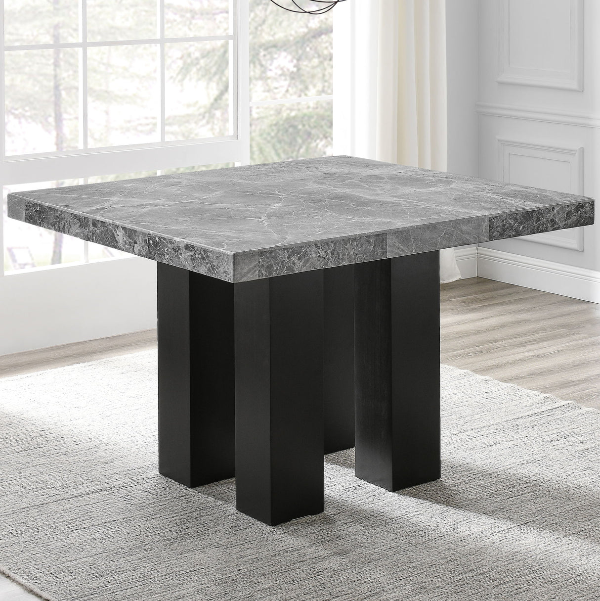 Camila - Square Gray Marble Top Table - Dark Gray
