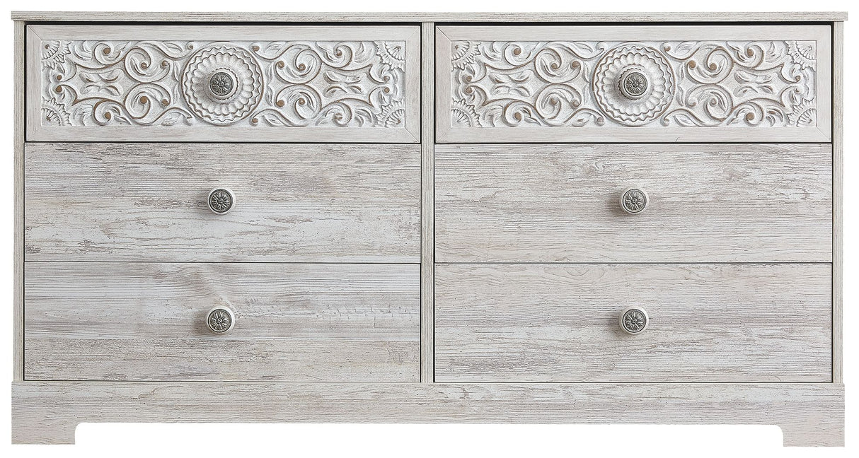 Paxberry - Six Drawer Dresser - Vinyl-Wrapped - Whitewash