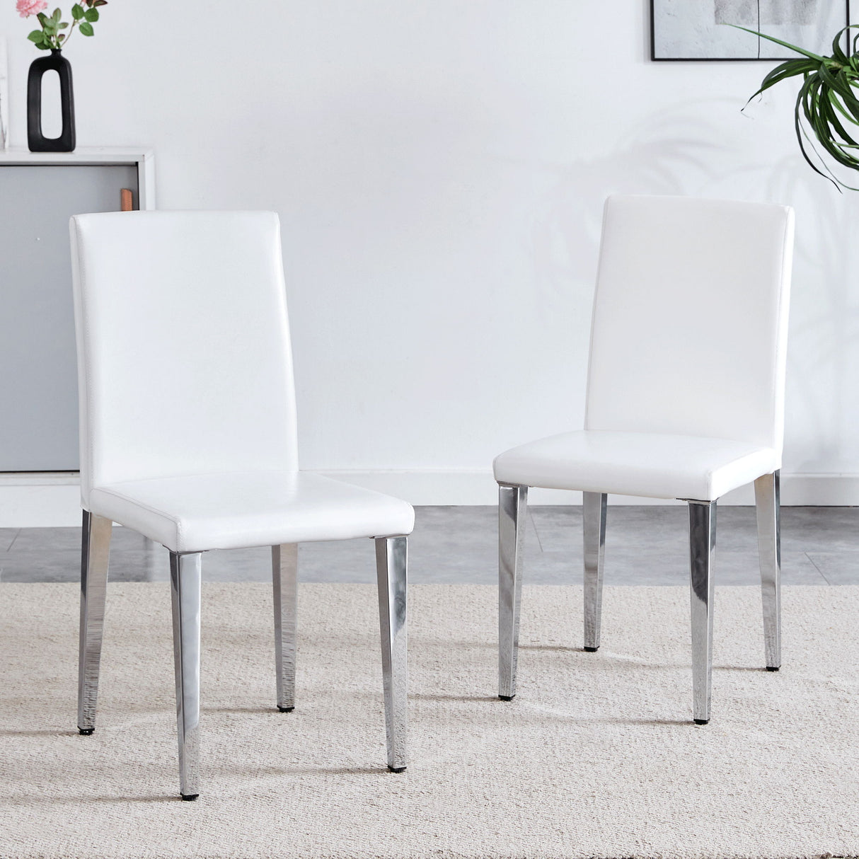 Elegant Upholstered Chairs & Metal Legs