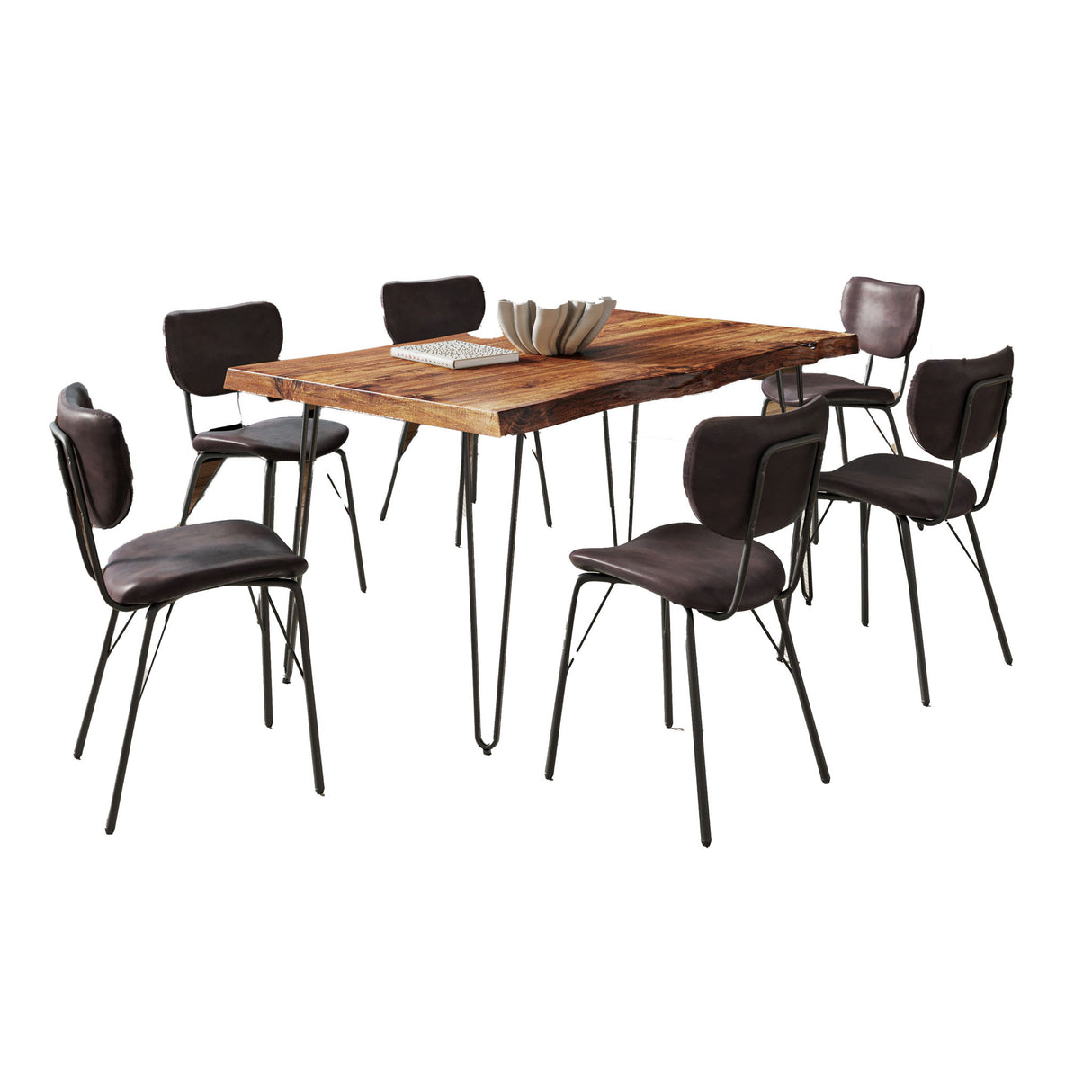 Nature's Edge - 7 Piece Upholstered Dining Set - Chestnut
