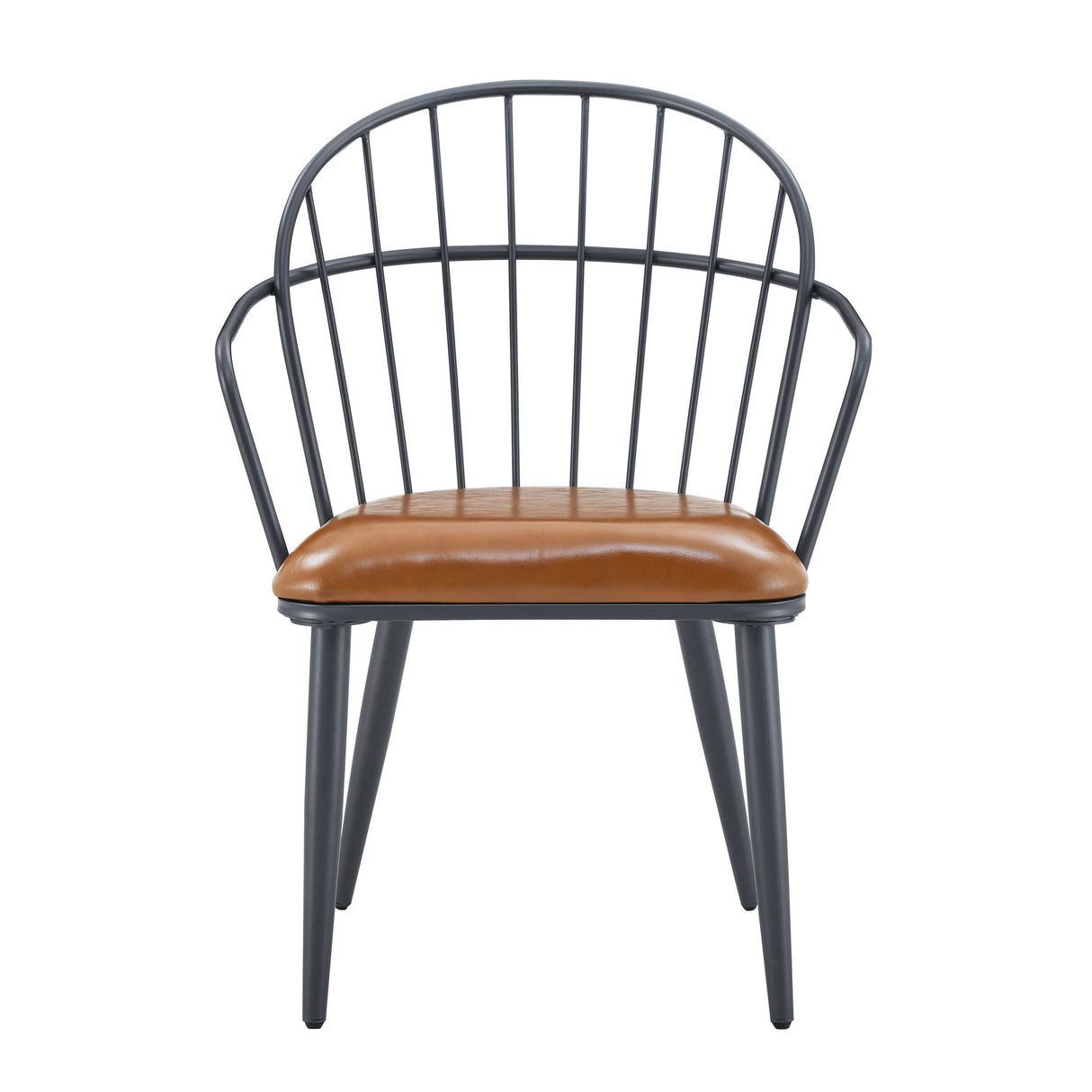 Industrial Inspired Upholstered Dining Chair Set With Metal Legs (Set of 2) - Brown