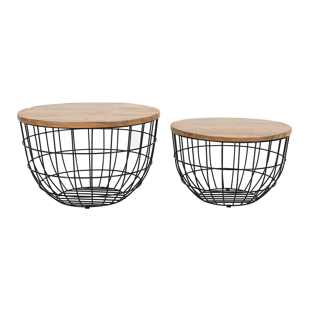 Global Archive - Rondo Nesting Coffee Tables - Black / Light Brown