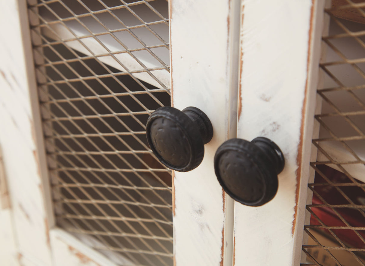 Wystfield - Rectangular End Table - 2 Doors - White / Brown