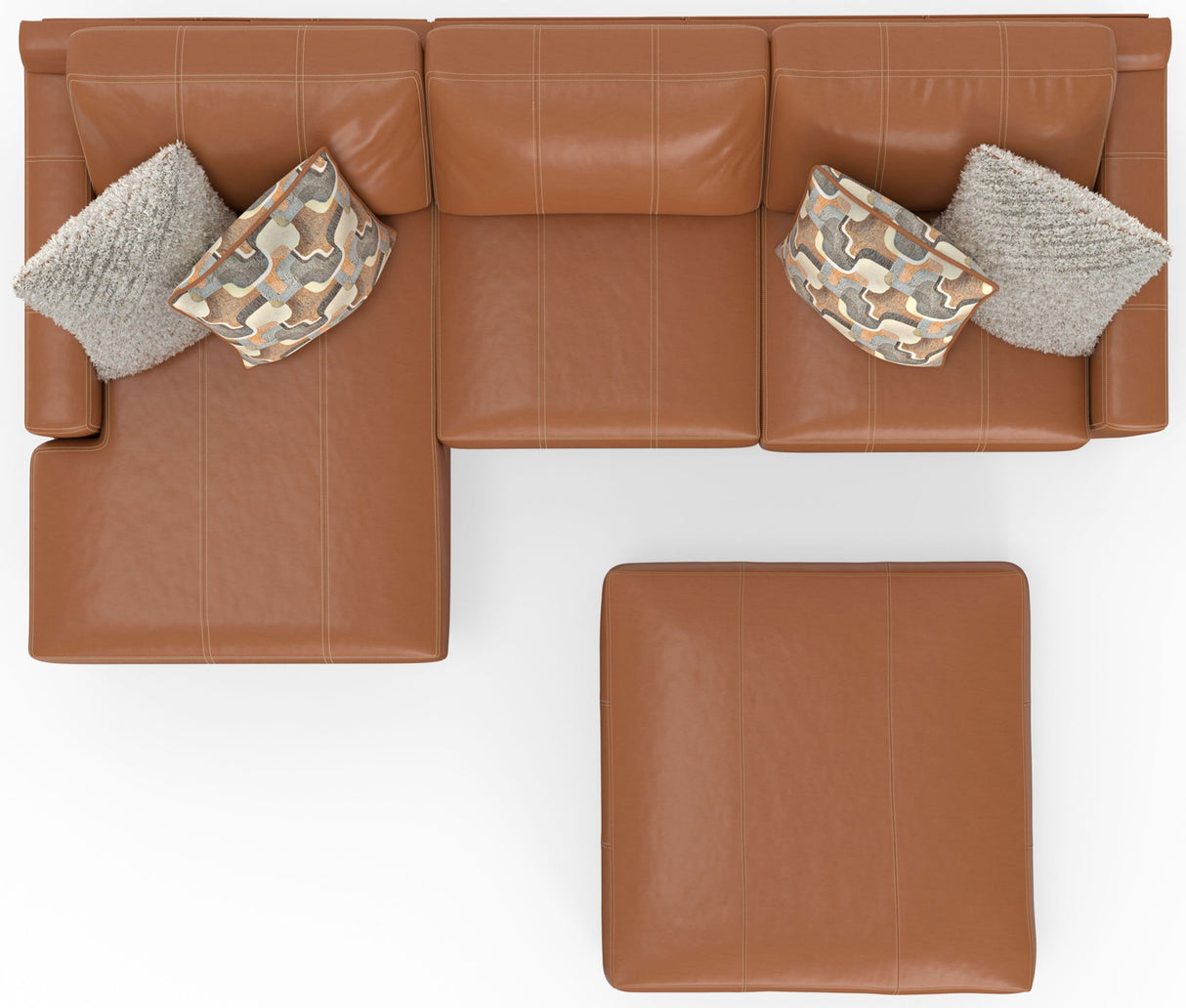 Minori - Italian Leather Sofa / Chaise And Cocktail Ottoman