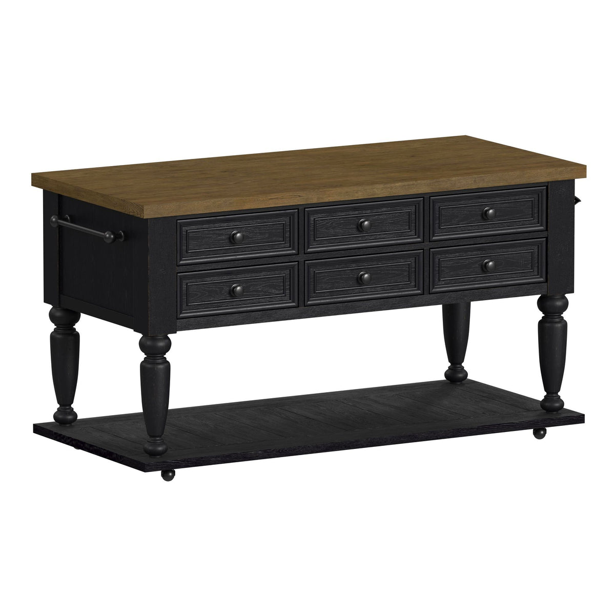Heritage & Home - Kitchen Island With Casters - Oak Brown And Black