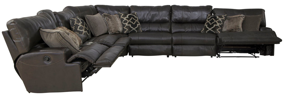 Como - 7 Piece Italian Leather Match Reclining Sectional
