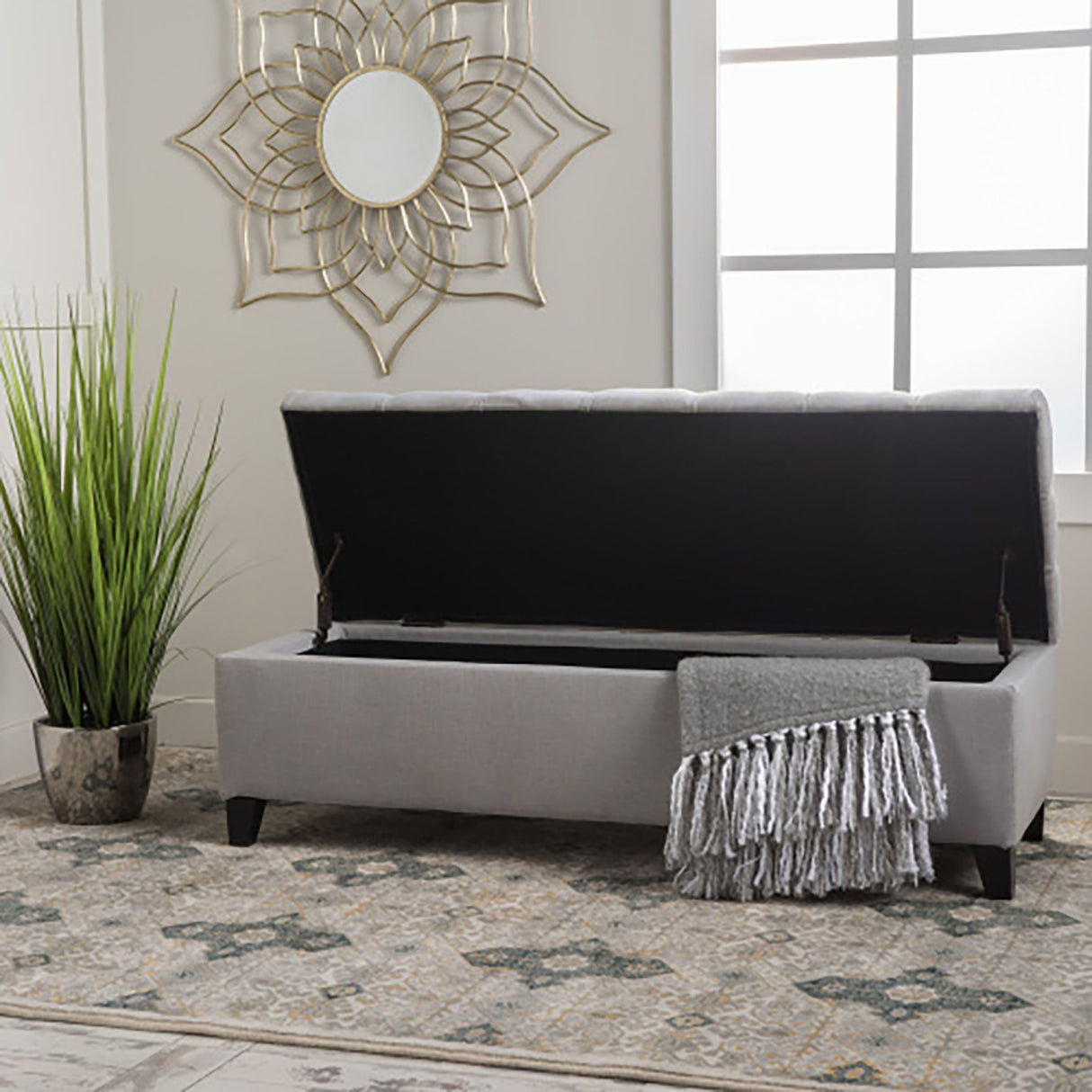 Glouster - Storage Ottoman - Light Gray