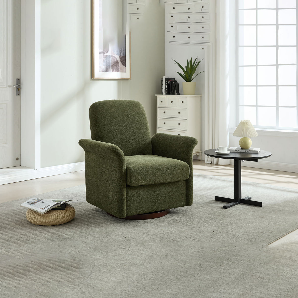 Modern Swivel Barrel Accent Chair With Base