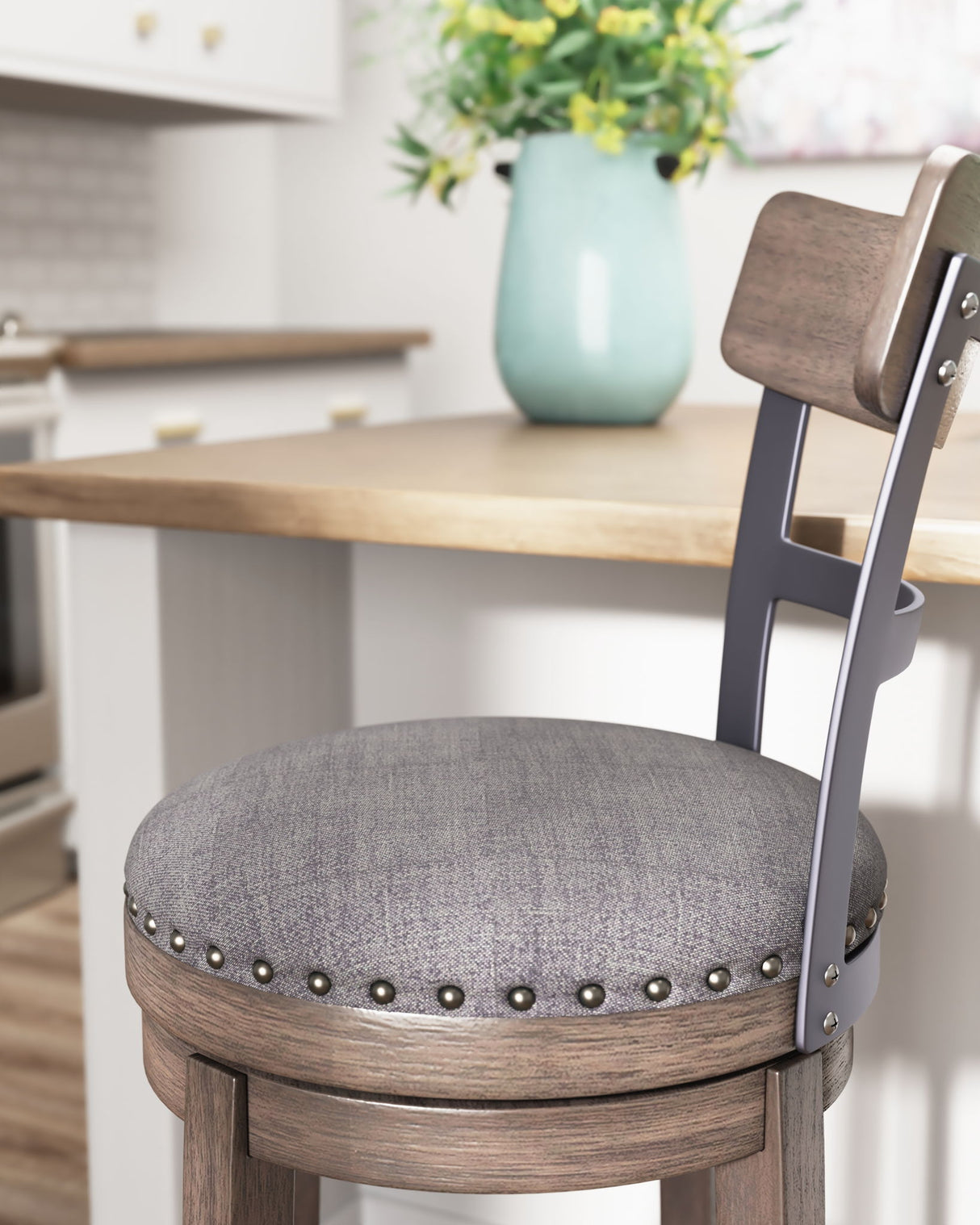 Caitbrook - UPH Swivel Barstool - Gray