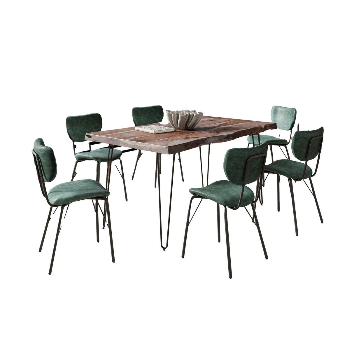 Nature's Edge - 7 Piece Upholstered Dining Set - Slate