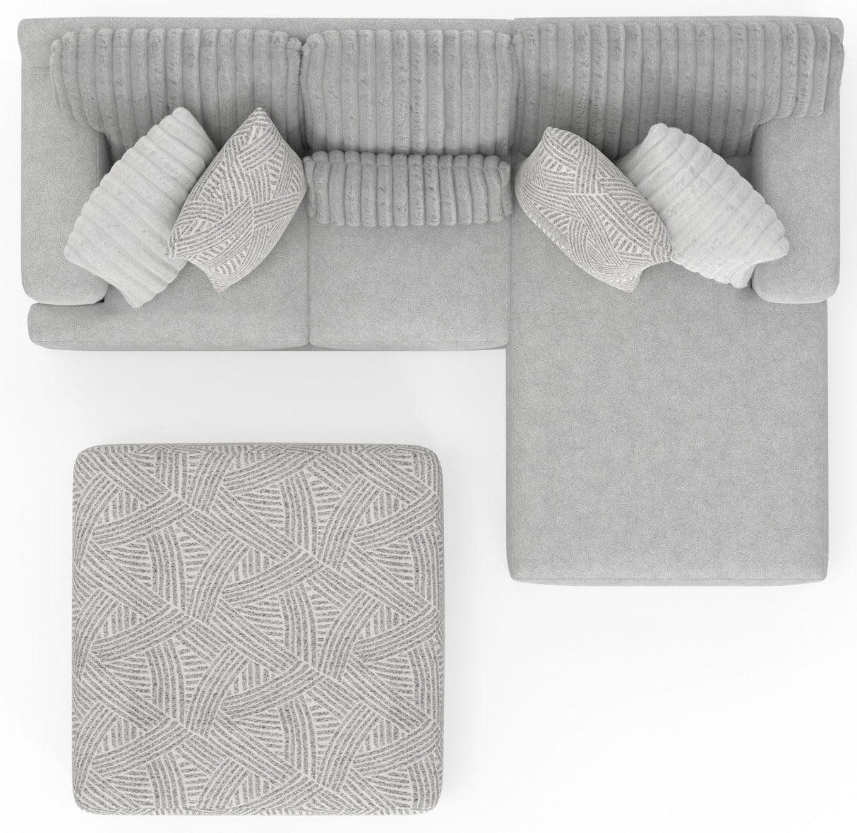 Logan - Upholstered Sectional With Comfort Coil Seating - 46" Cocktail Ottoman And Accent Pillows Included