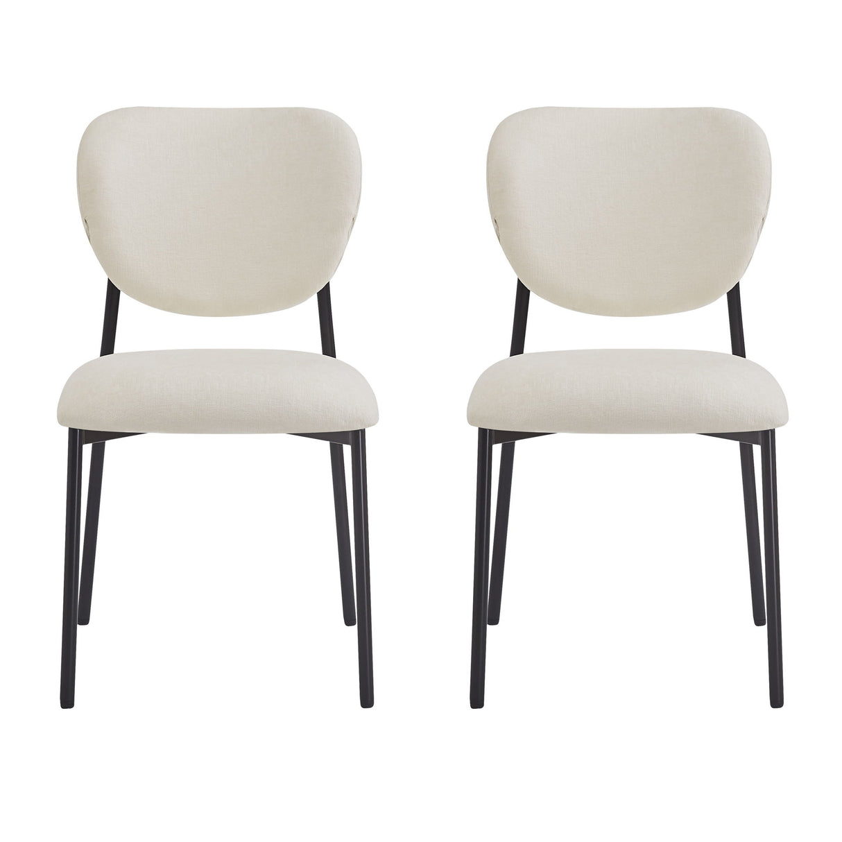 Modern Upholstered Dining Chairs With Metal Legs (Set of 2) - Beige