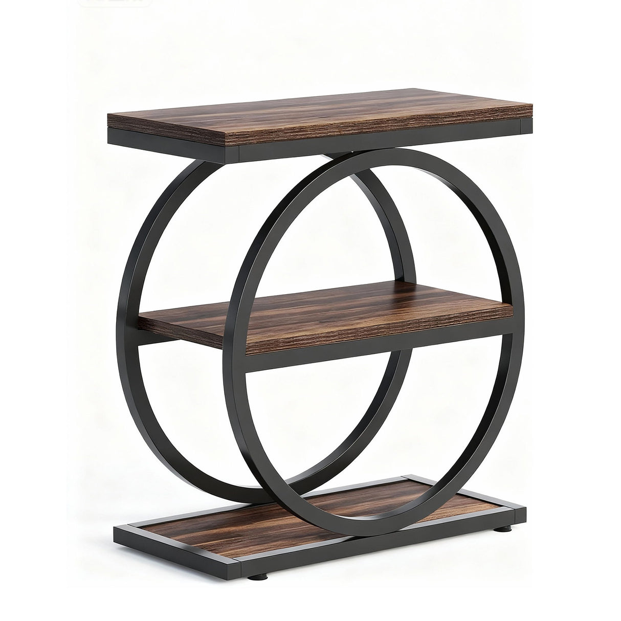 Industrial Narrow End Table With 3 Shelves