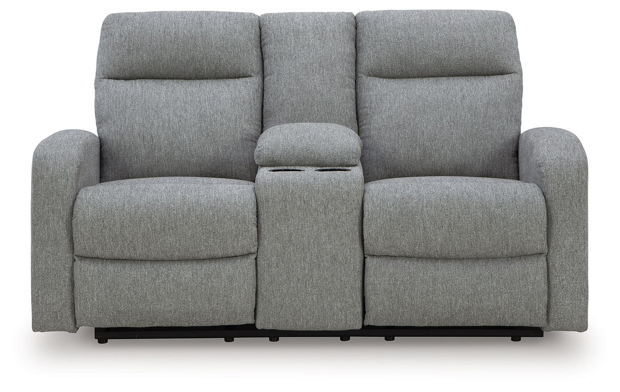 Gauntlet - Double Recline Loveseat With Console - Sterling