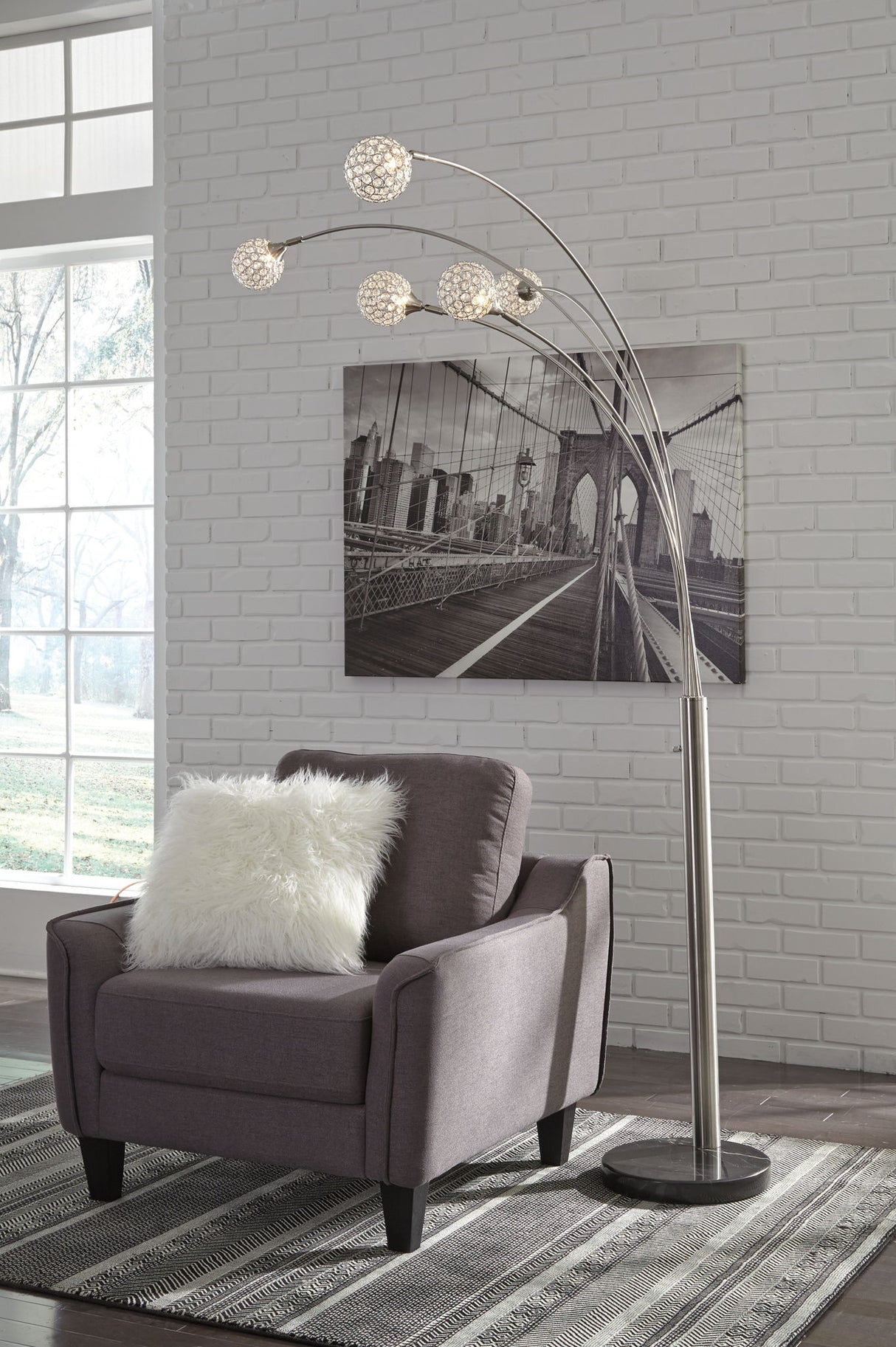 Winter - Metal Arc Lamp - Silver Finish