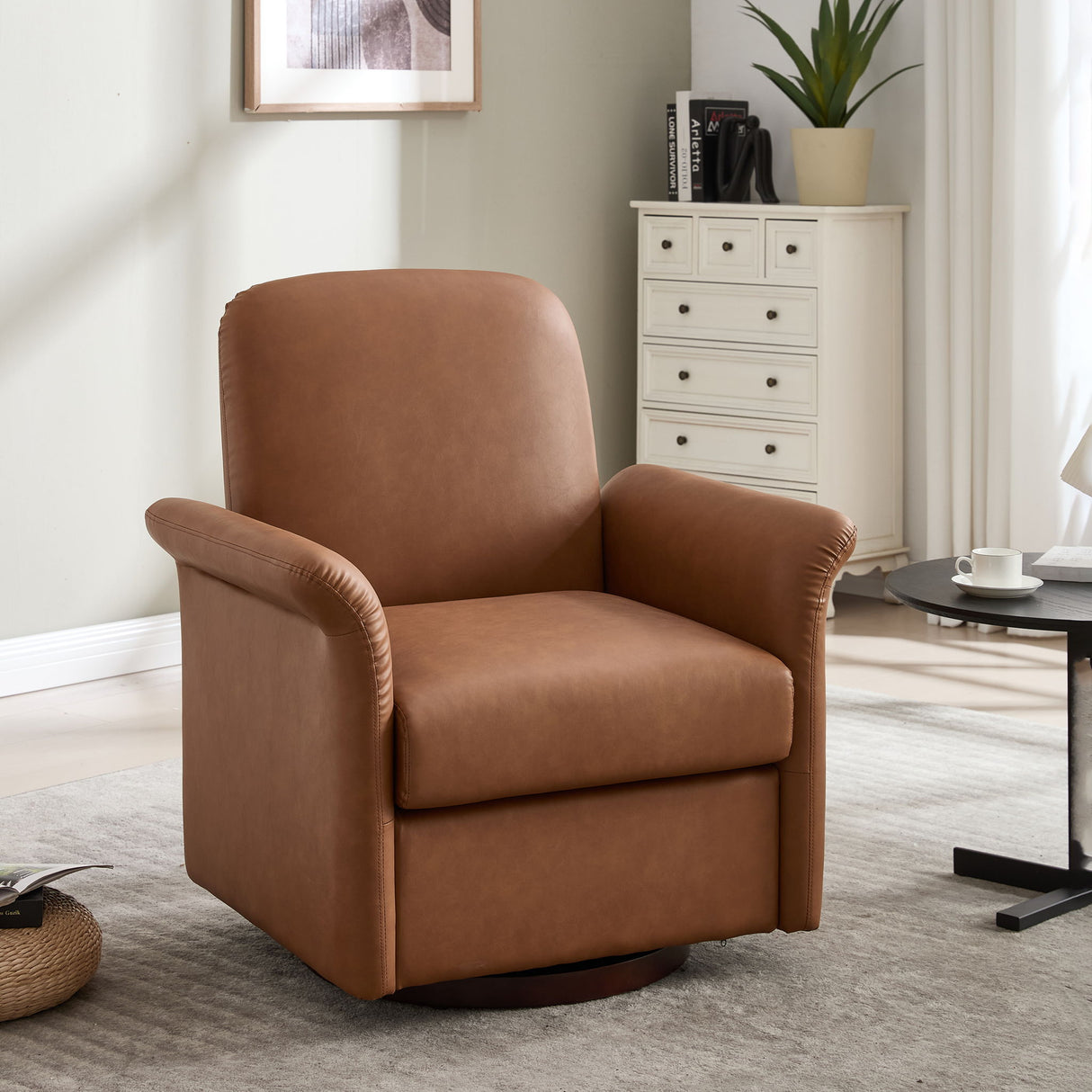 Modern Swivel Barrel Accent Chair With Base