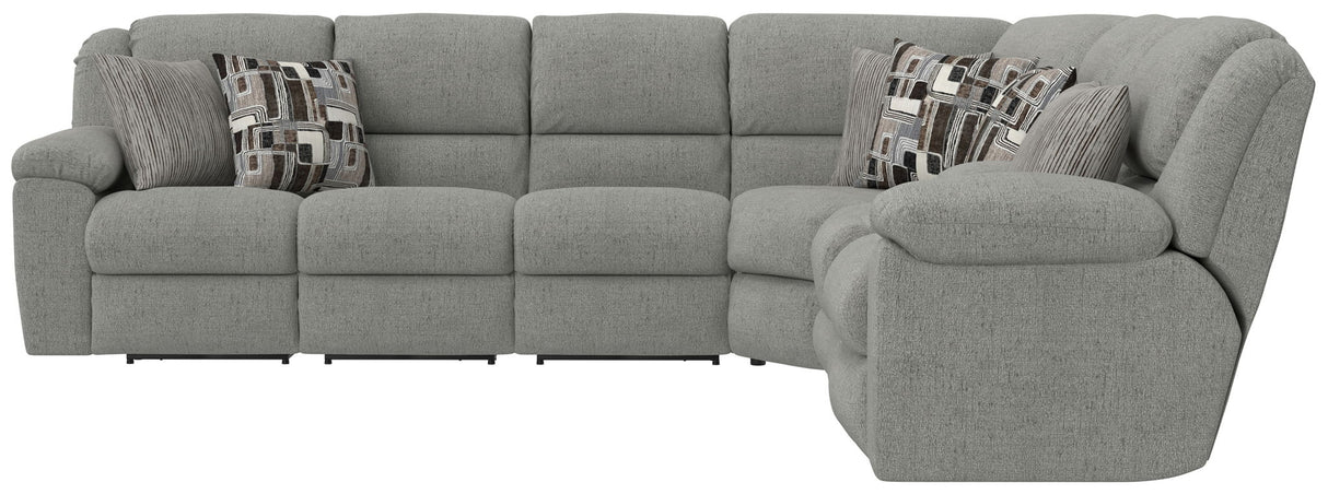 Quinn - 3 Piece Reclining Sectional With 4 Reclining Seats, Storage Arms, Storage Console With Lights, And Drop Down Table - Nature