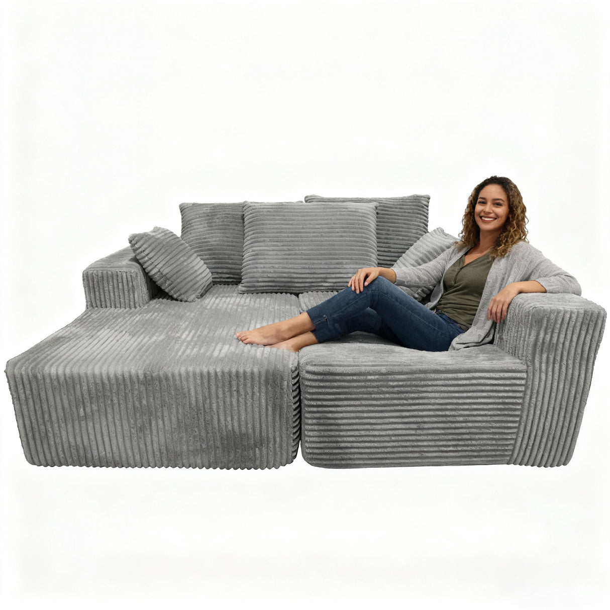 Corner Combination Sofa Sectional Couch With Soft Plush Fabric