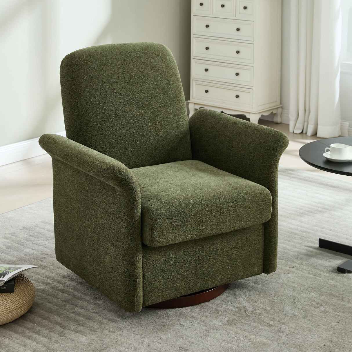 Modern Swivel Barrel Accent Chair With Base