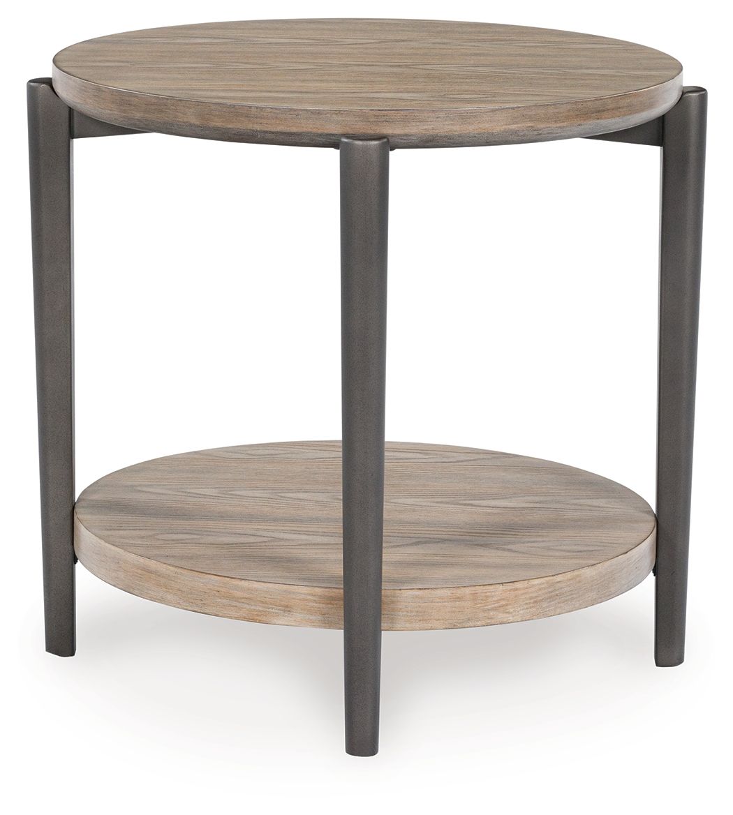 Dyonton - Round End Table - Light Grayish Brown
