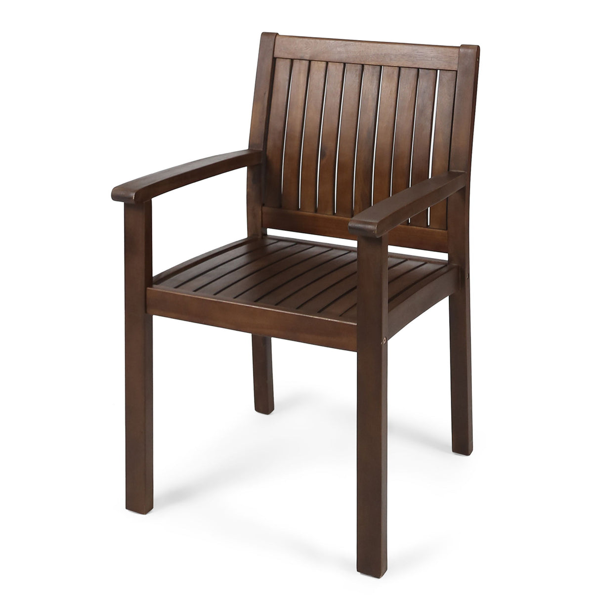 Wilson - Rustic Dining Chair Acacia Wood With Slat Panel Design (Set of 2) - Dark Brown