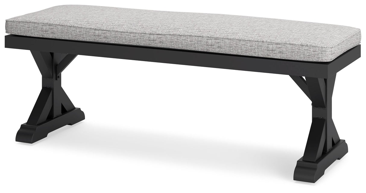Beachcroft - Bench With Cushion - Black / Light Gray