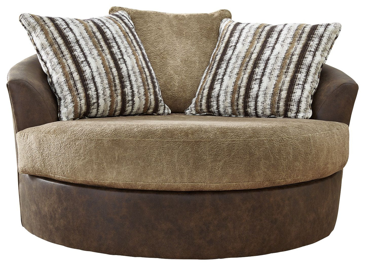 Alesbury - Oversized Swivel Accent Chair - Chocolate