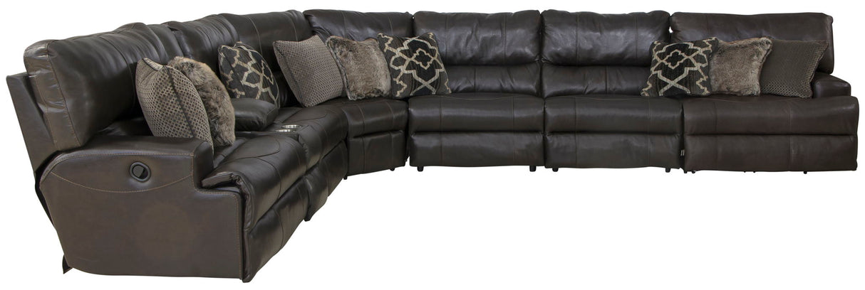 Como - 7 Piece Italian Leather Match Reclining Sectional