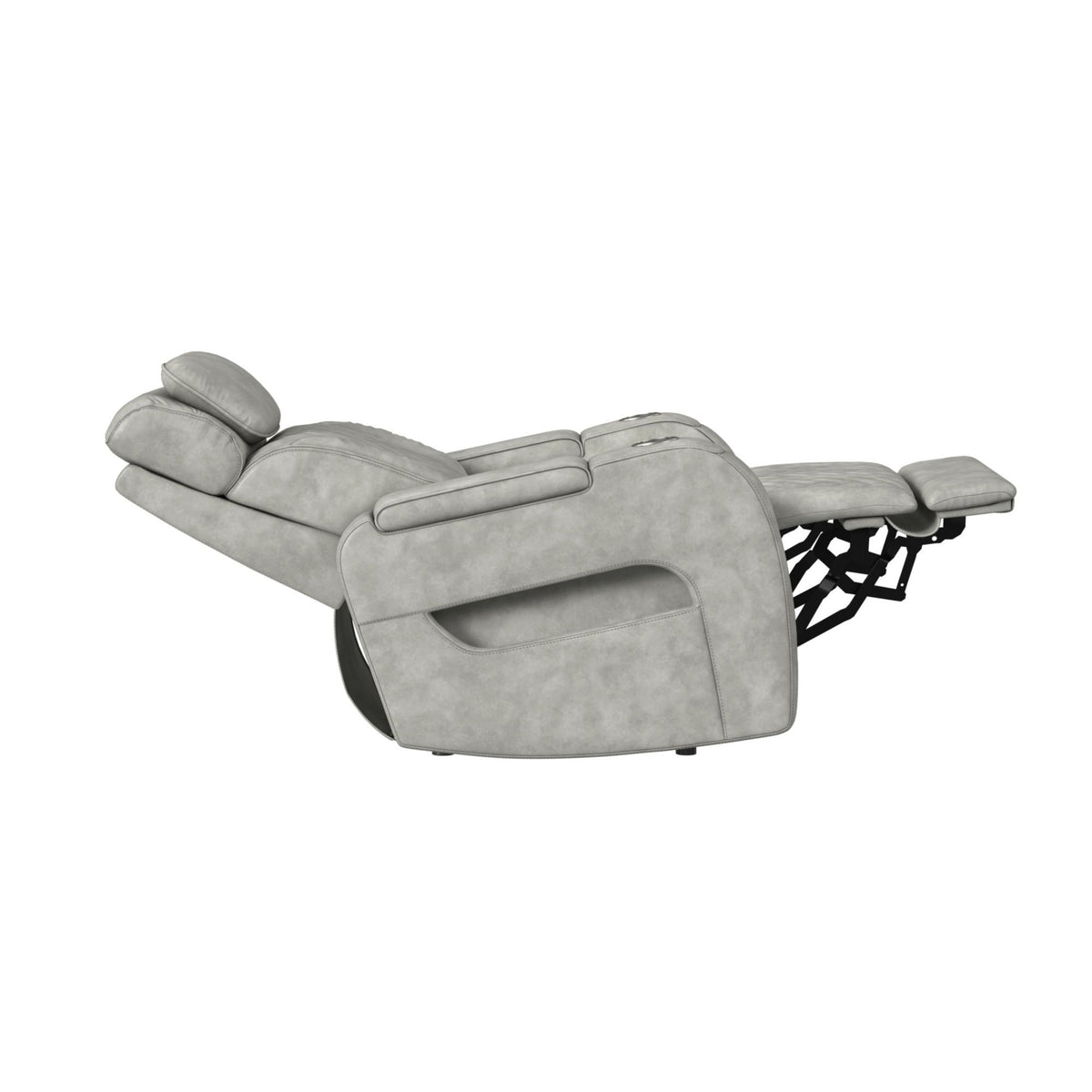 Prime Time - P3 Recliner With 7 Colors Led, Cup Holders And Wireless Charger Controller - Leather Gel Light Gray