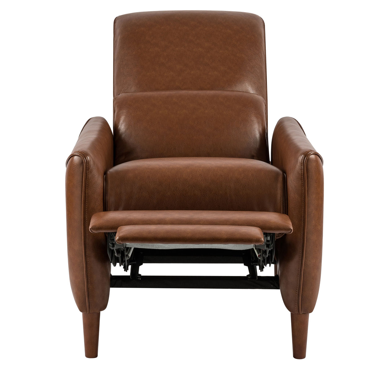 Upholstered Push Recliner Chair With Rubber Wood Legs For Living Room