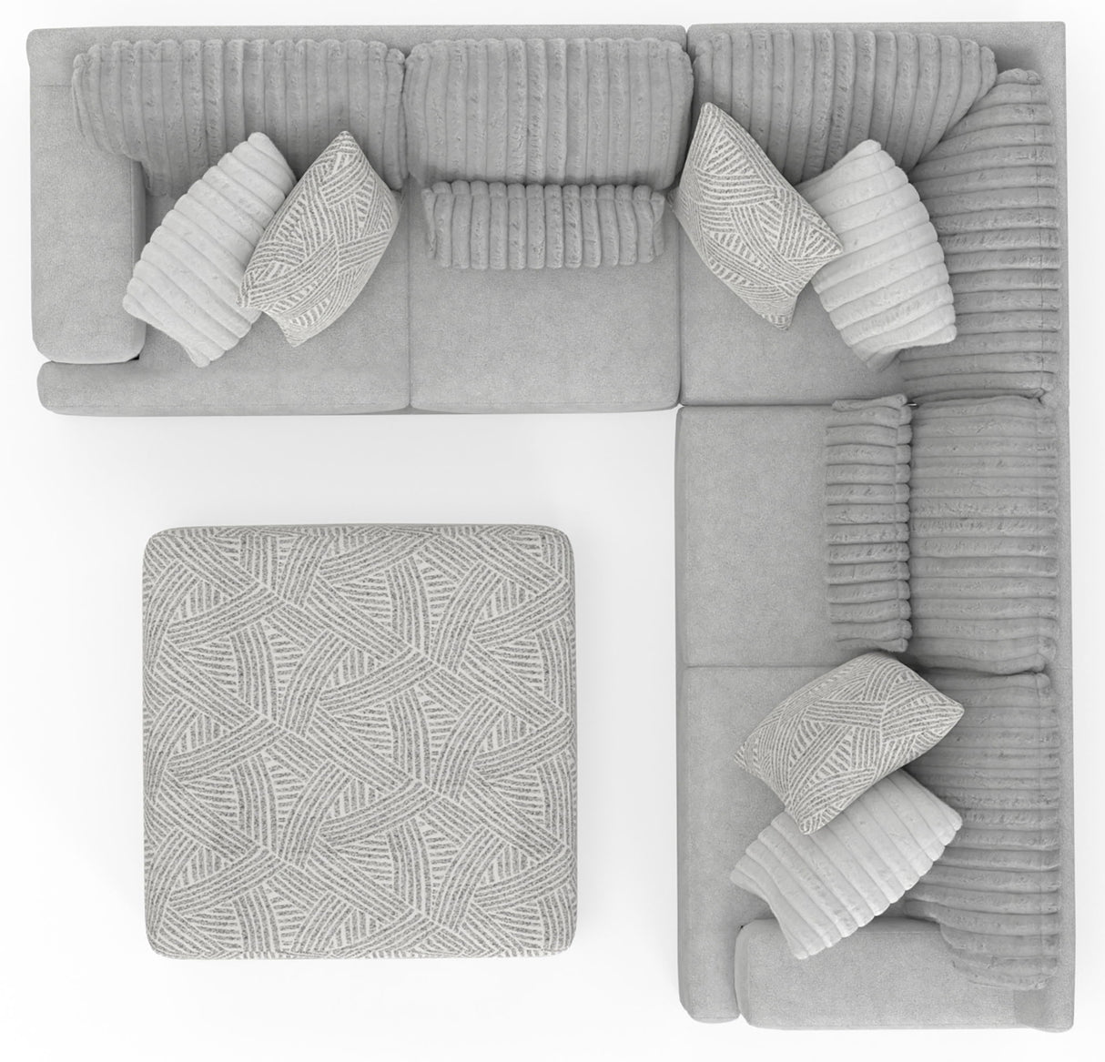 Logan - Upholstered Sectional With Comfort Coil Seating - 46" Cocktail Ottoman And Accent Pillows Included