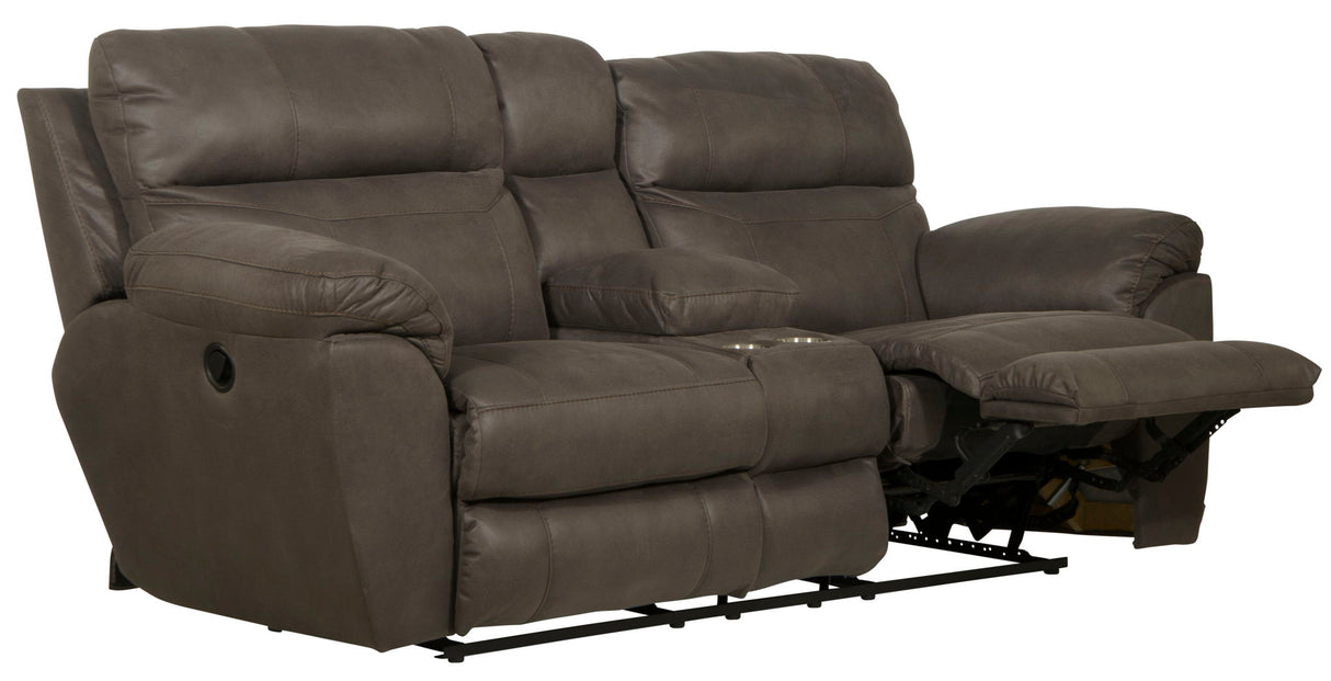 Atlas - Reclining Console Loveseat With Storage - Charcoal
