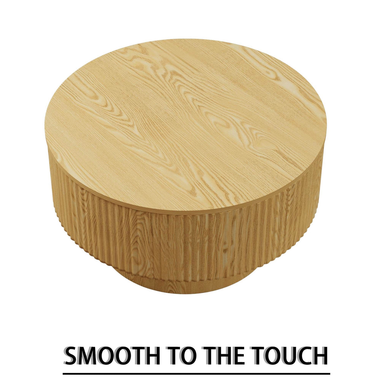 Modern Circular Coffee Table With Stripe Design And Storage Space