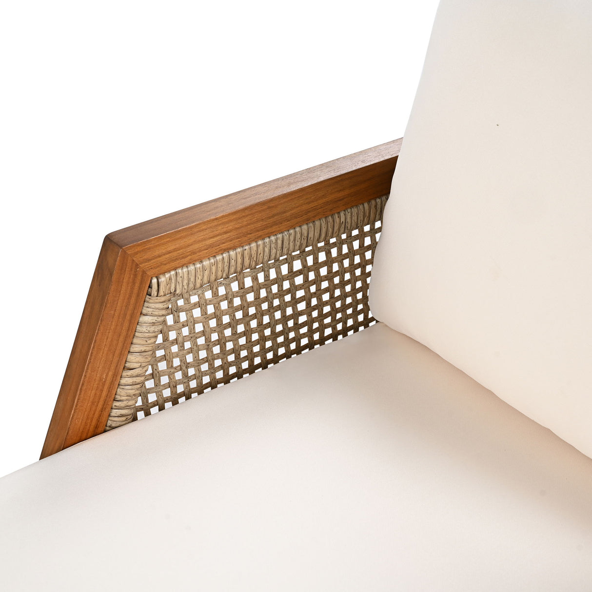 Acacia Wood Patio Furniture Club Chair, Outdoor Wicker Armchair, Deep Seating With Soft Cushions For Porch - Teak / Mix Brown