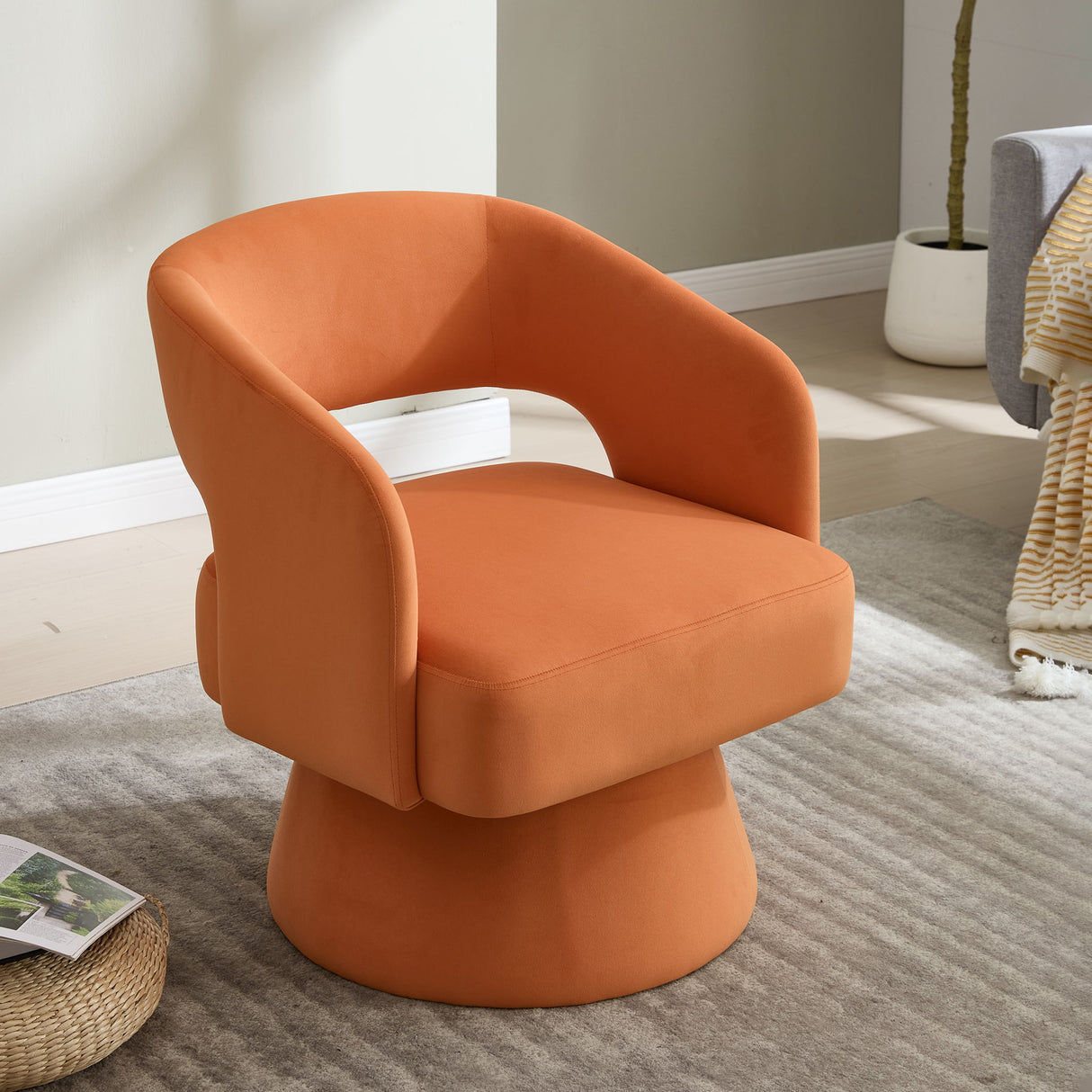 Swivel Barrel Chair With 360 Degree Rotation