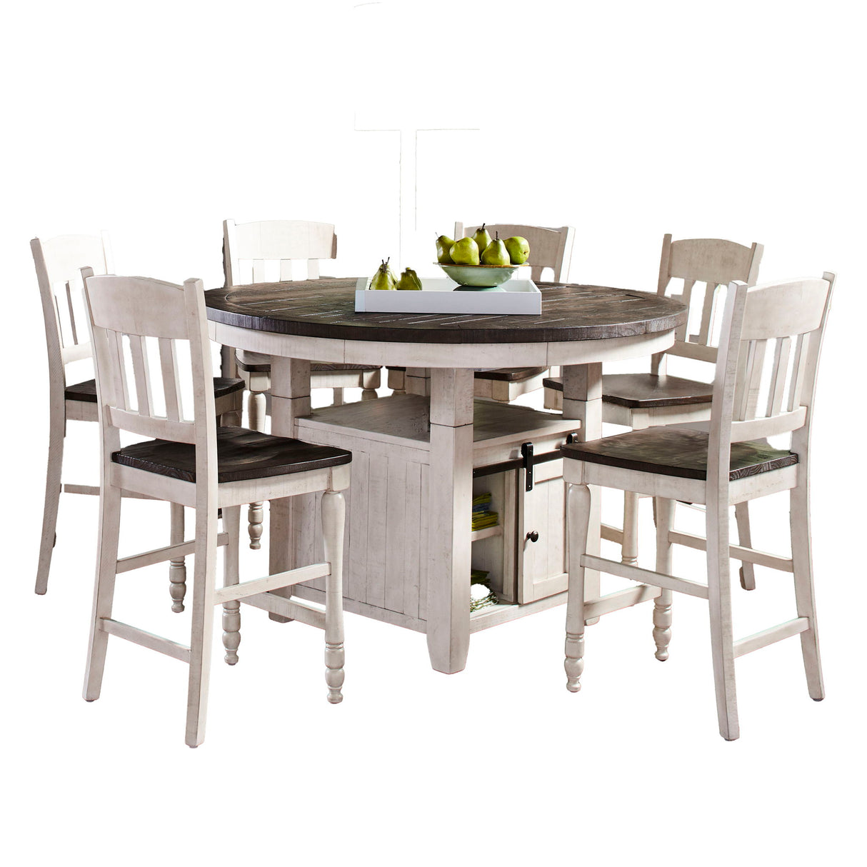 Madison County - Round Counter Set With Slatback Stools