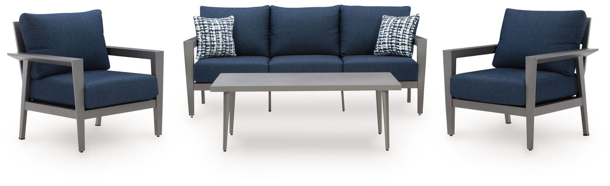 Gali - Sofa / Chairs / Table Set (Set of 4) - Gray / Blue
