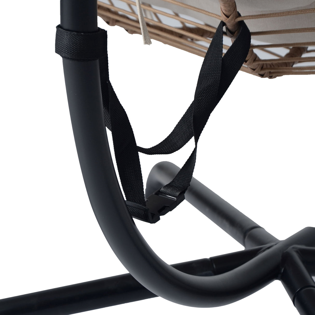 Sora - Outdoor Patio Wicker Hanging Chair With Stand - Beige / Brown